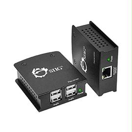 SIIG Accessory JU-EX0111-S1 USB2.0 4Port Extender Connections Over Long CAT6 Cabling Brown box