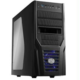 CoolerMaster Case RC-431P-KWN2 ELITE 431 PLUS Mid Tower 3-2-(5) Bay USB Audio Black-Black Interior LED Blue No Power Supply ATX