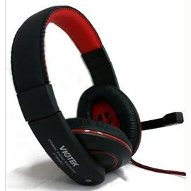 Viotek Multimedia VT849 3.5mm Analog Headset with Rotating Microphone 40mm Driver Black-Red