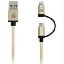 IOGEAR Cable GUML01-GLD 3.3ft (1m) DuoLinq 2-in-1 Charge & Sync Cable Gold