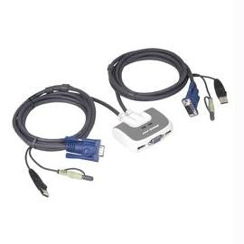 IOGEAR KVM Switch GCS632U MiniView Micro USB Plus KVM Switch 2-Ports Built-in 6ft Cable and Audio